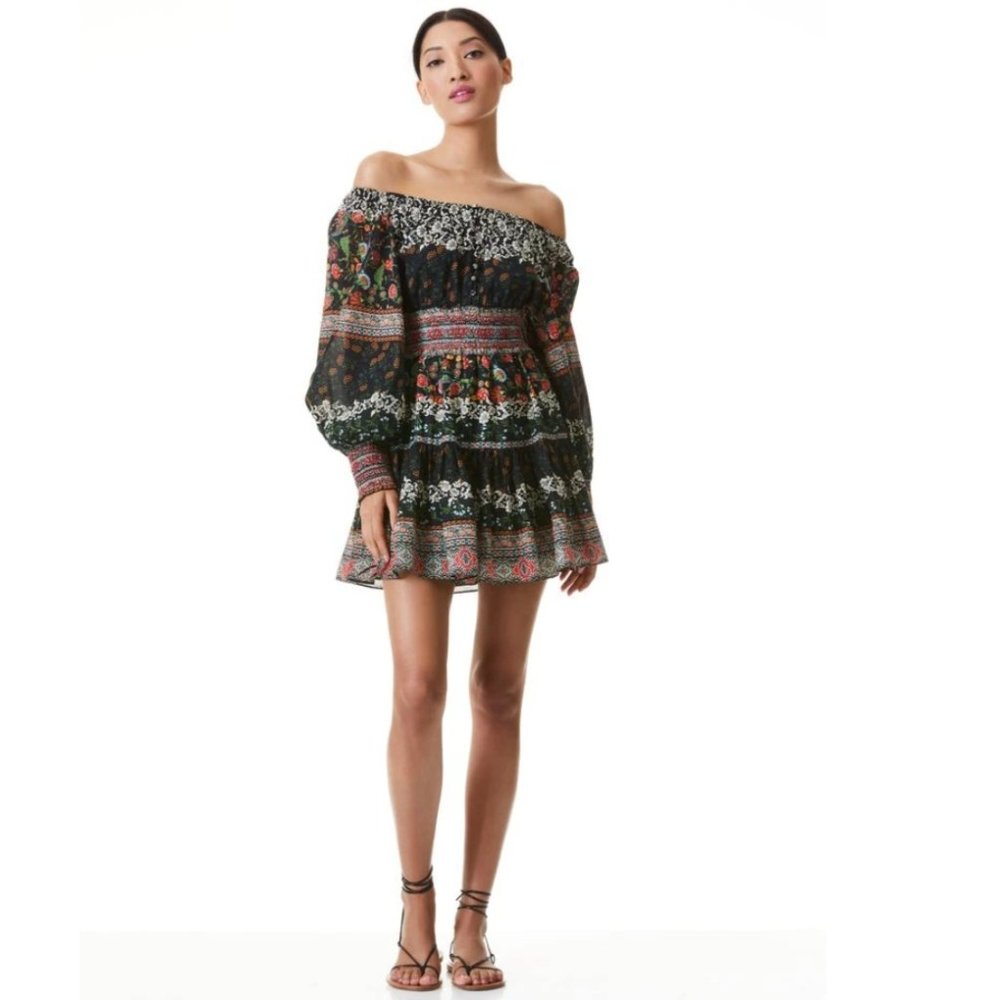 Alice + Olivia Clementina Scoop-Neck Mini Dress